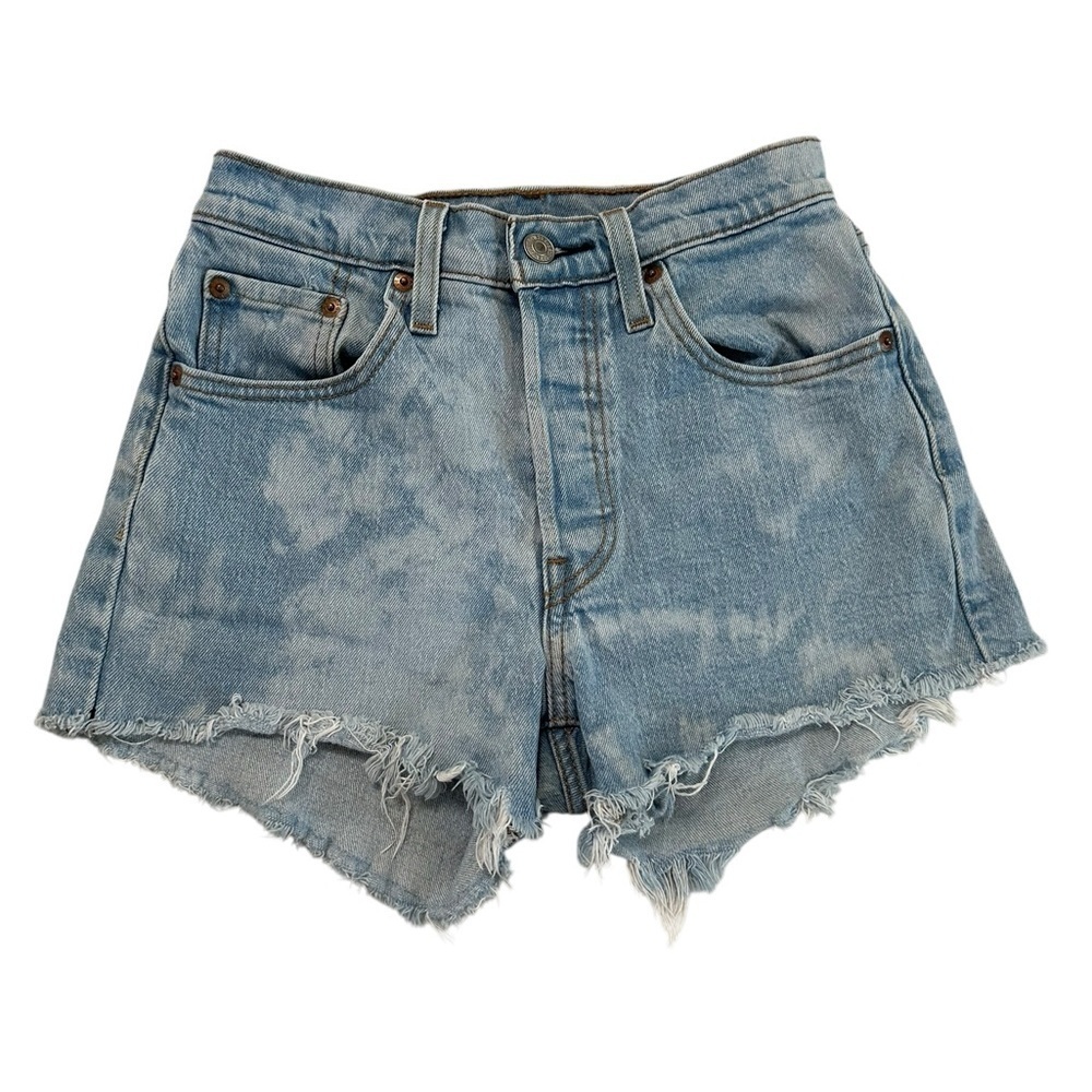 Levis 501 Women’s Denim Cut Off Shorts Waist Sz 24 Blue Button Fly 5 Pocket